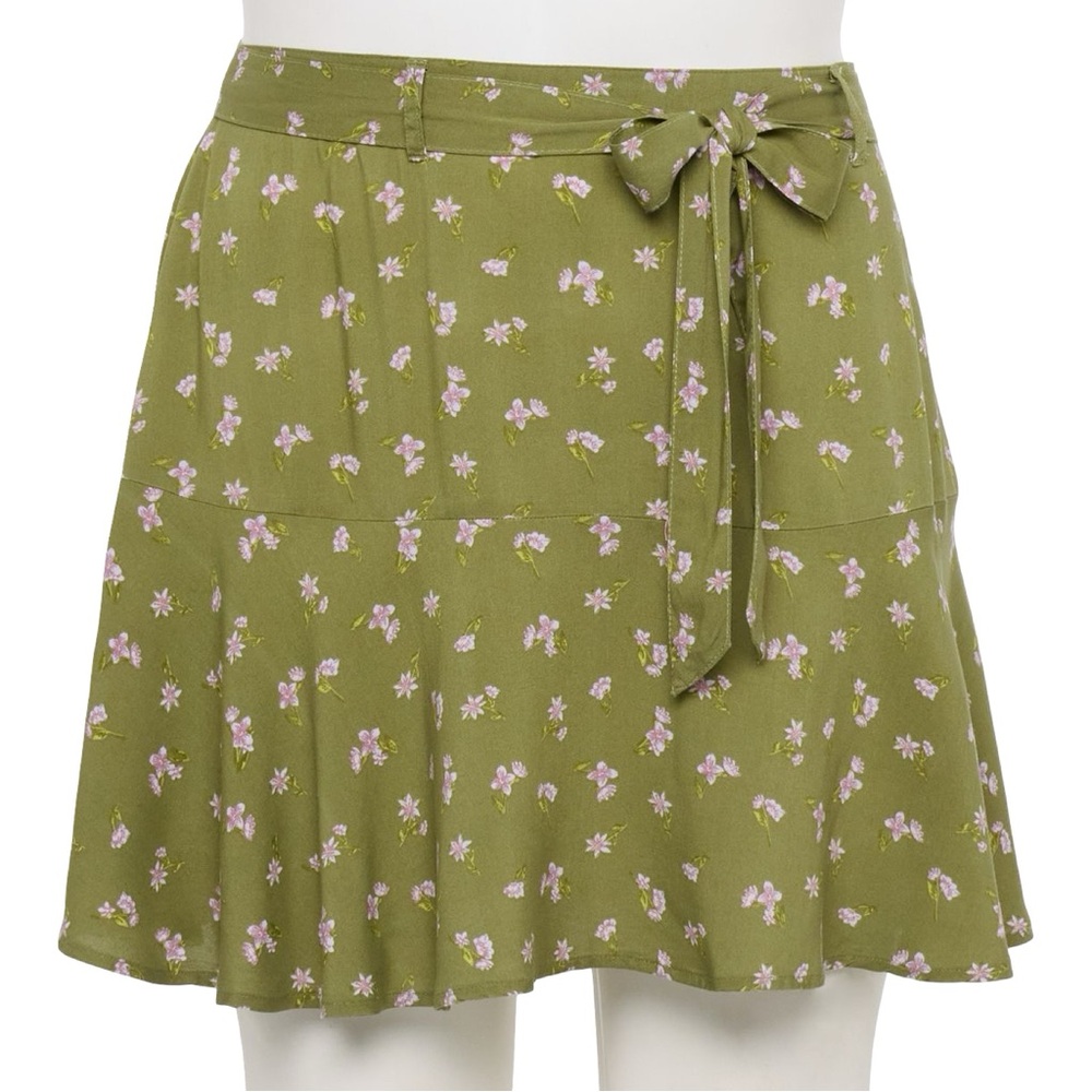 SO Olive Floral Skater Skirt